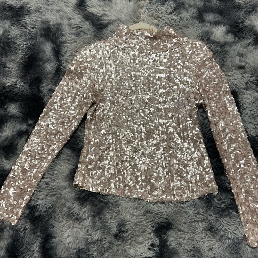 Free People Golden Sequin Turtle Neck